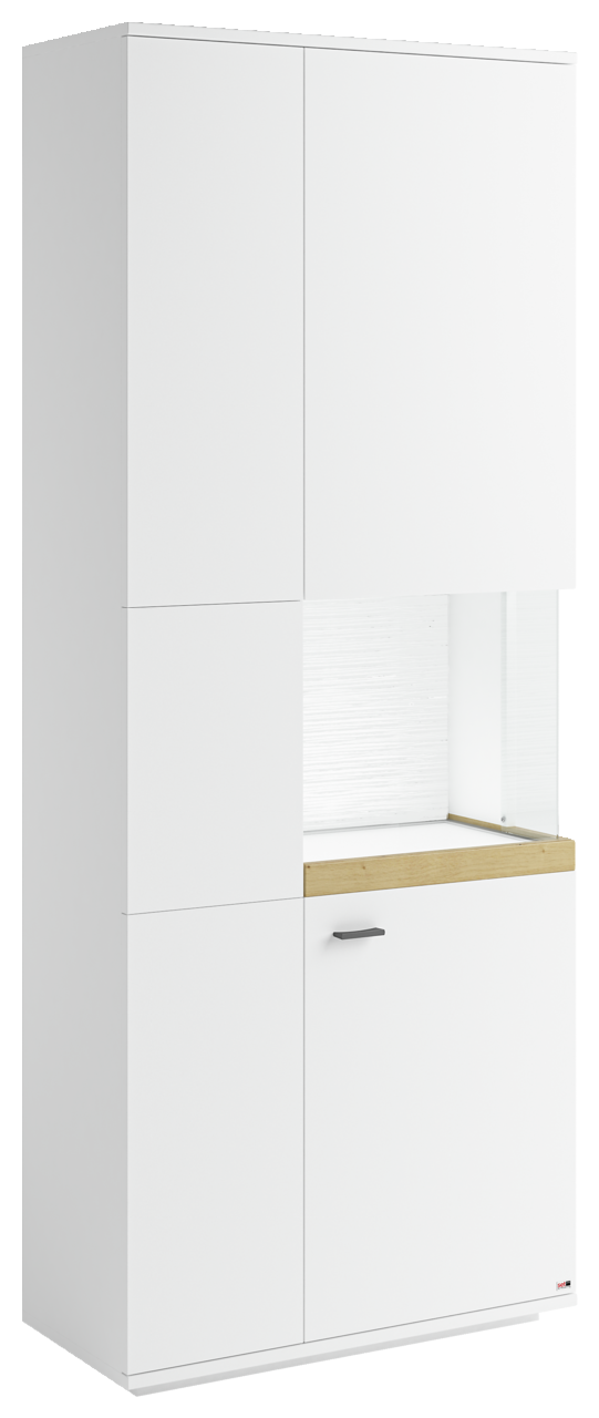 Set one by Musterring Vitrine Glasausschnitt rechts SET ONE LANCASTER Weiße Vitrine mit Glasausschnitt rechts, Frontansicht