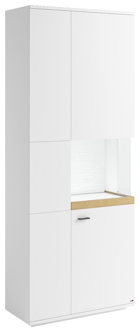 Set one by Musterring Vitrine Glasausschnitt rechts SET ONE LANCASTER Weiße Vitrine mit Glasausschnitt rechts, Frontansicht