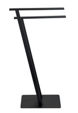 Schwarzer Handtuchständer Lirio mit zwei horizontalen Stangen, seitliche Perspektive