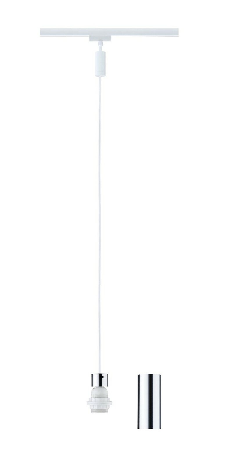 Weißes Basispendel für URAIL-System von PAULMANN, seitliche Perspektive