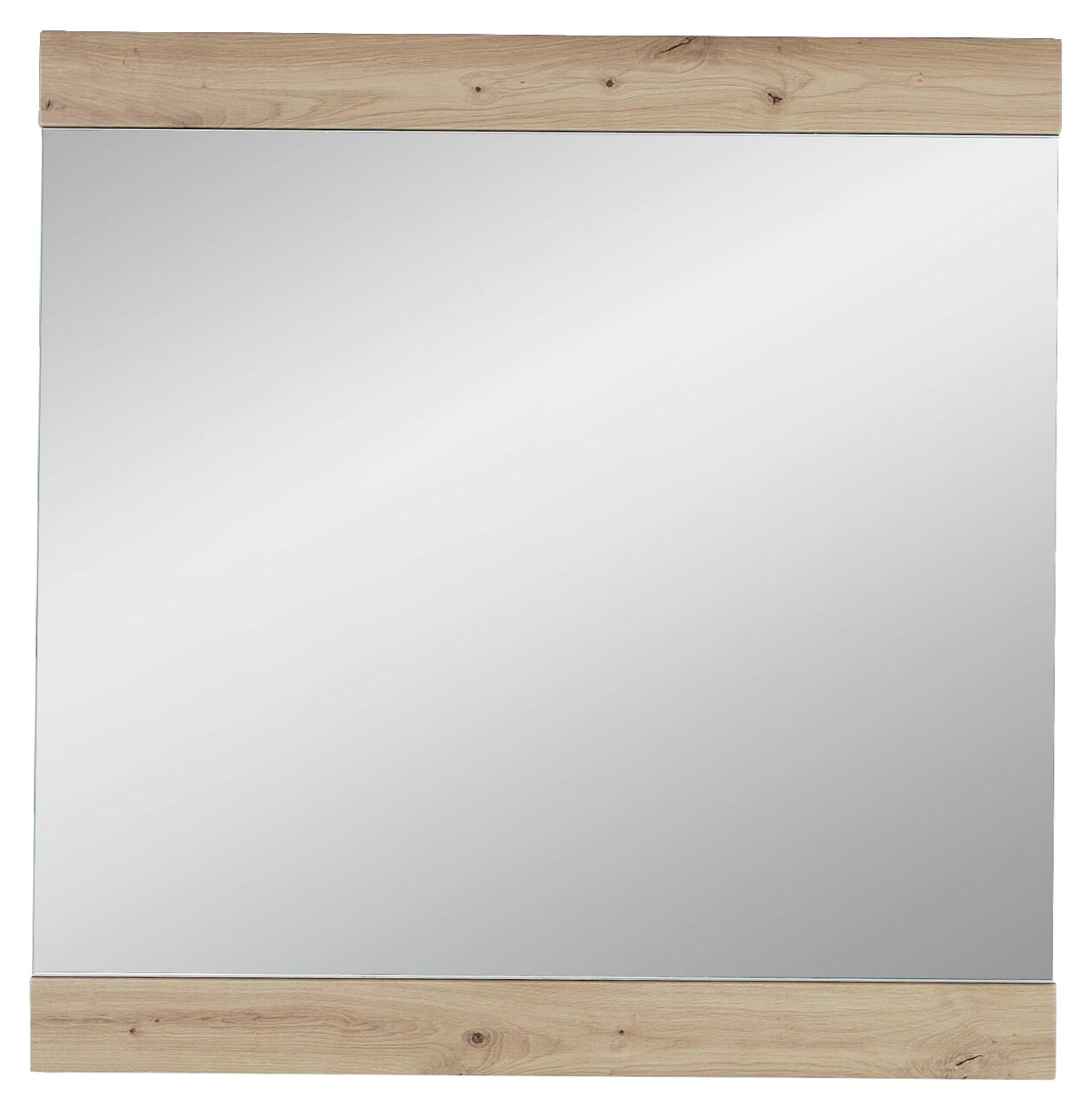 Voleo Spiegel CASSY Rechteckiger Spiegel mit Holzrahmen an der Ober- und Unterseite, Frontalansicht