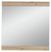Rechteckiger Spiegel mit Holzrahmen an der Ober- und Unterseite, Frontalansicht
