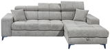 Graues Ecksofa mit zwei Kissen, Vorderansicht