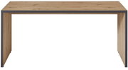 Moderner Schreibtisch aus Holz mit Metallrahmen, Frontalansicht