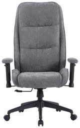 Grauer Homeoffice-Drehstuhl mit Armlehnen und gepolsterter Rückenlehne, Frontalansicht