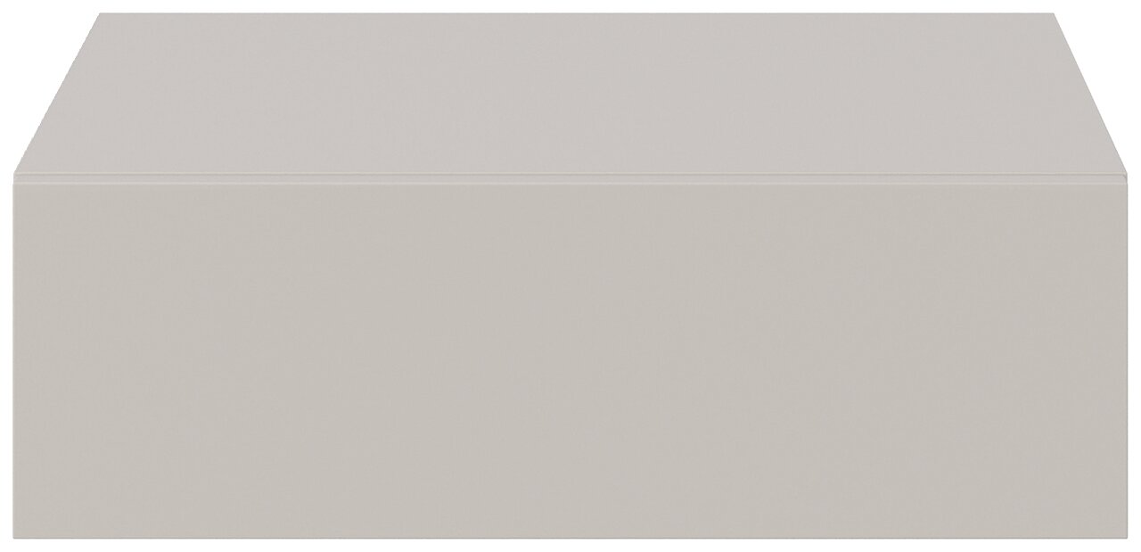 Frontansicht einer modernen, minimalistischen Hängekonsole in neutralem Farbton.