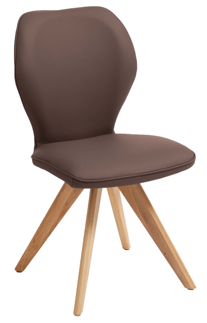 Valdera Stuhl COLORADO-TREND-LINE Moderner brauner Stuhl mit gepolsterter Rückenlehne und Sitzfläche, auf vier Holzbeinen, seitliche Perspektive