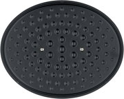 Onderaanzicht van de ovale WMF Flavour-braadpan van 33 x 26 cm met noppenpatroon en twee schroeven.