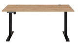Elektrisch höhenverstellbarer Schreibtisch aus Melamin mit Holzoptik, Vorderansicht