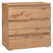 Holzkommode mit drei Schubladen, seitliche Perspektive
