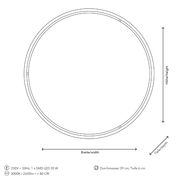 Technische Zeichnung einer runden LED-Deckenleuchte mit einem Durchmesser von 39 cm und einer Tiefe von 6 cm, aus der Draufsicht. Die Leuchte hat eine Leistung von 20 W, 3000K Farbtemperatur und 2650 Lumen.