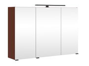 Moderner Spiegelschrank mit drei Türen und integrierter Beleuchtung, seitliche Ansicht