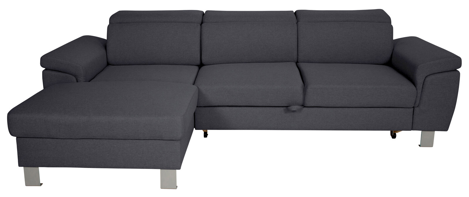 Graues Ecksofa mit Ottomane links, Vorderansicht