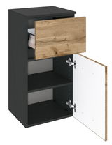 Unterschrank mit geöffneter Schublade und Tür, Frontansicht