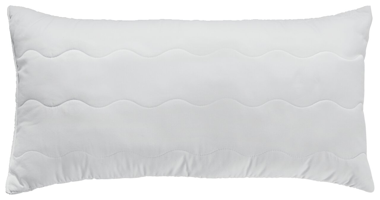 Sleeptex Kopfkissen 40x80cm LEVANTE Rechteckiges weißes Kopfkissen mit wellenförmiger Steppung, Ansicht von oben.