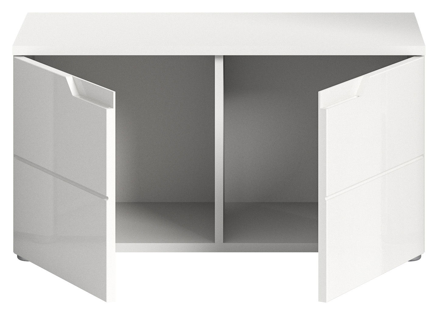 MID.YOU Sitzbank HILTON Weiße Sitzbank mit zwei offenen Türen, Frontansicht