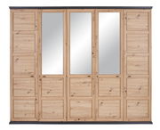 5-türiger Drehtürenschrank aus Holz mit zwei Spiegeltüren, frontale Ansicht