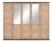 5-türiger Drehtürenschrank aus Holz mit zwei Spiegeltüren, frontale Ansicht