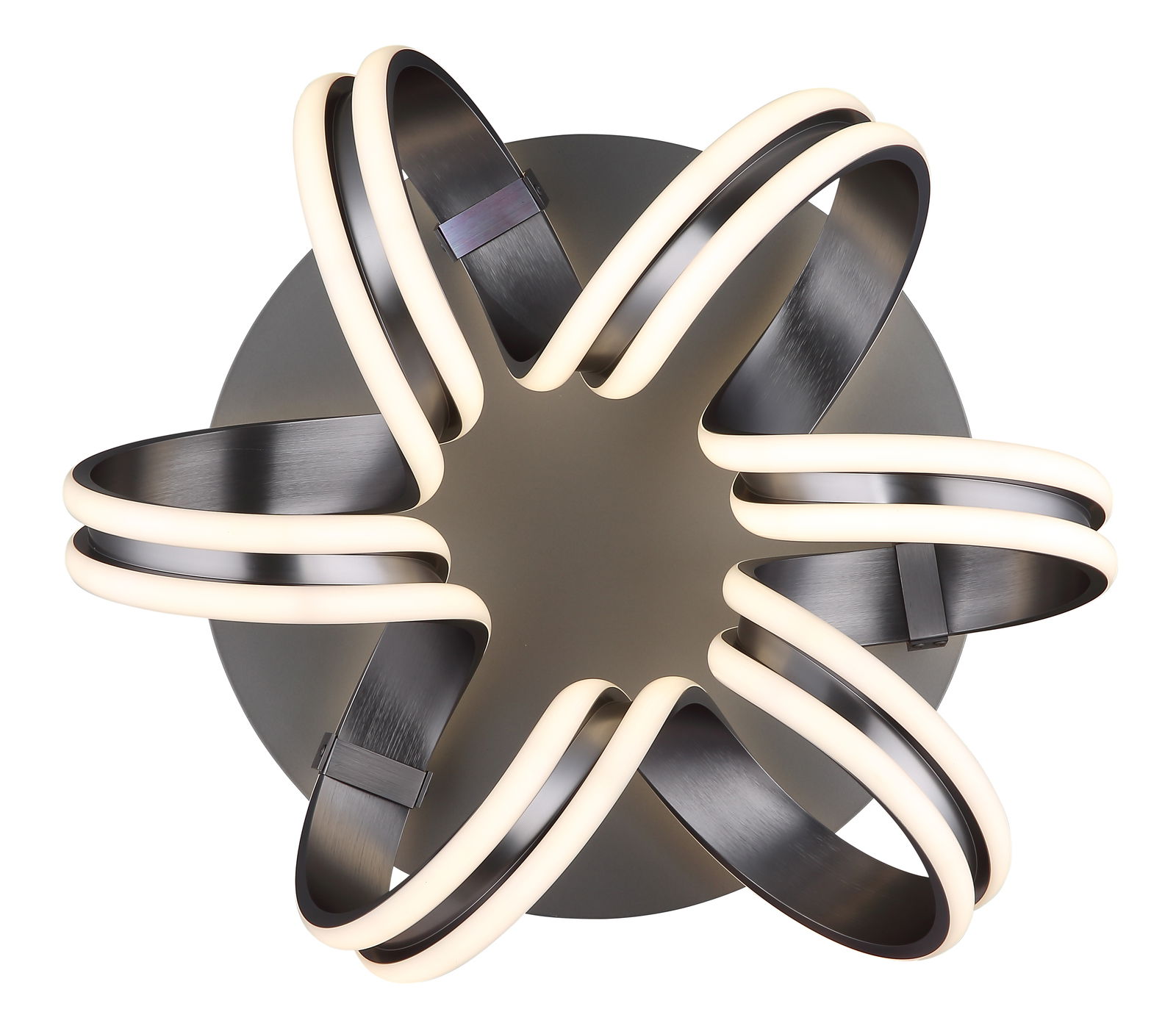 Moderne Deckenleuchte KUNI mit geschwungenem Design, von oben betrachtet.