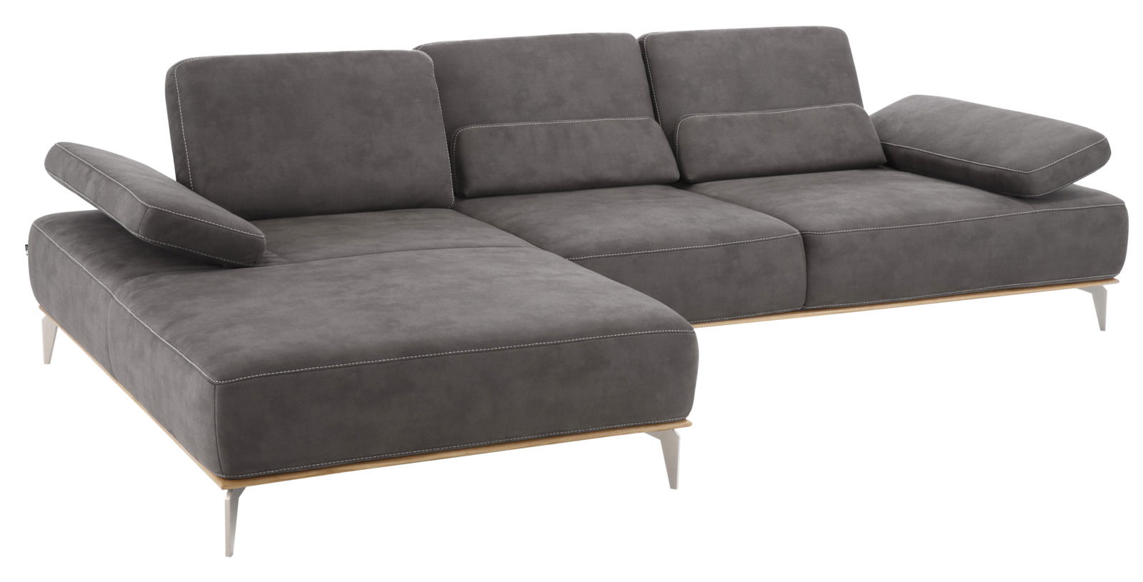 Valnatura Longchairkombination 16580 SPRINT Graue Longchairkombination mit verstellbaren Armlehnen, seitliche Perspektive