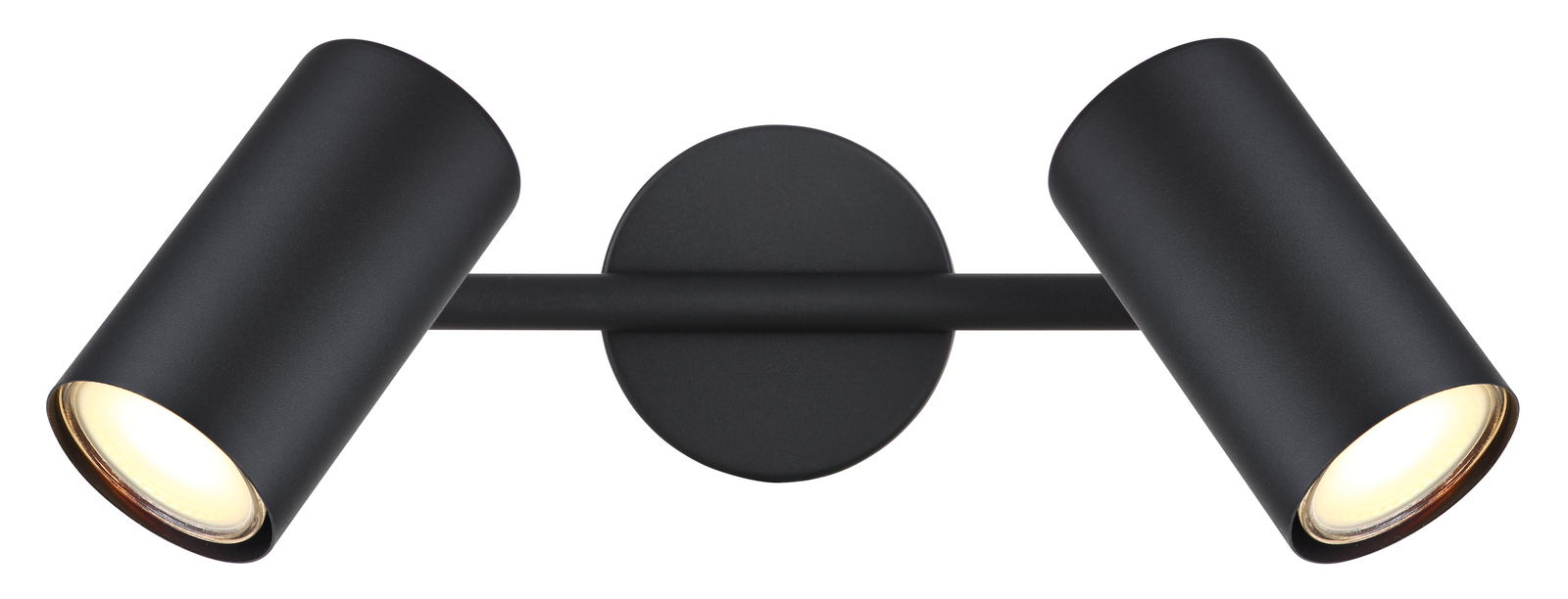 Moderner schwarzer Doppelstrahler aus der Frontalperspektive