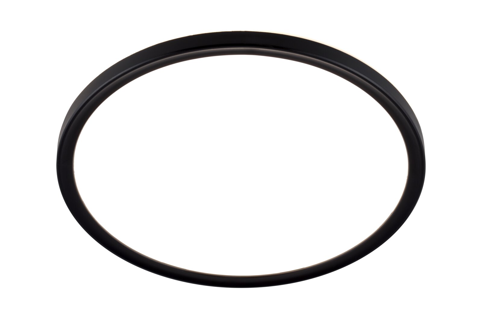 Runde LED-Deckenleuchte in schwarzem Rahmen, Ansicht von unten