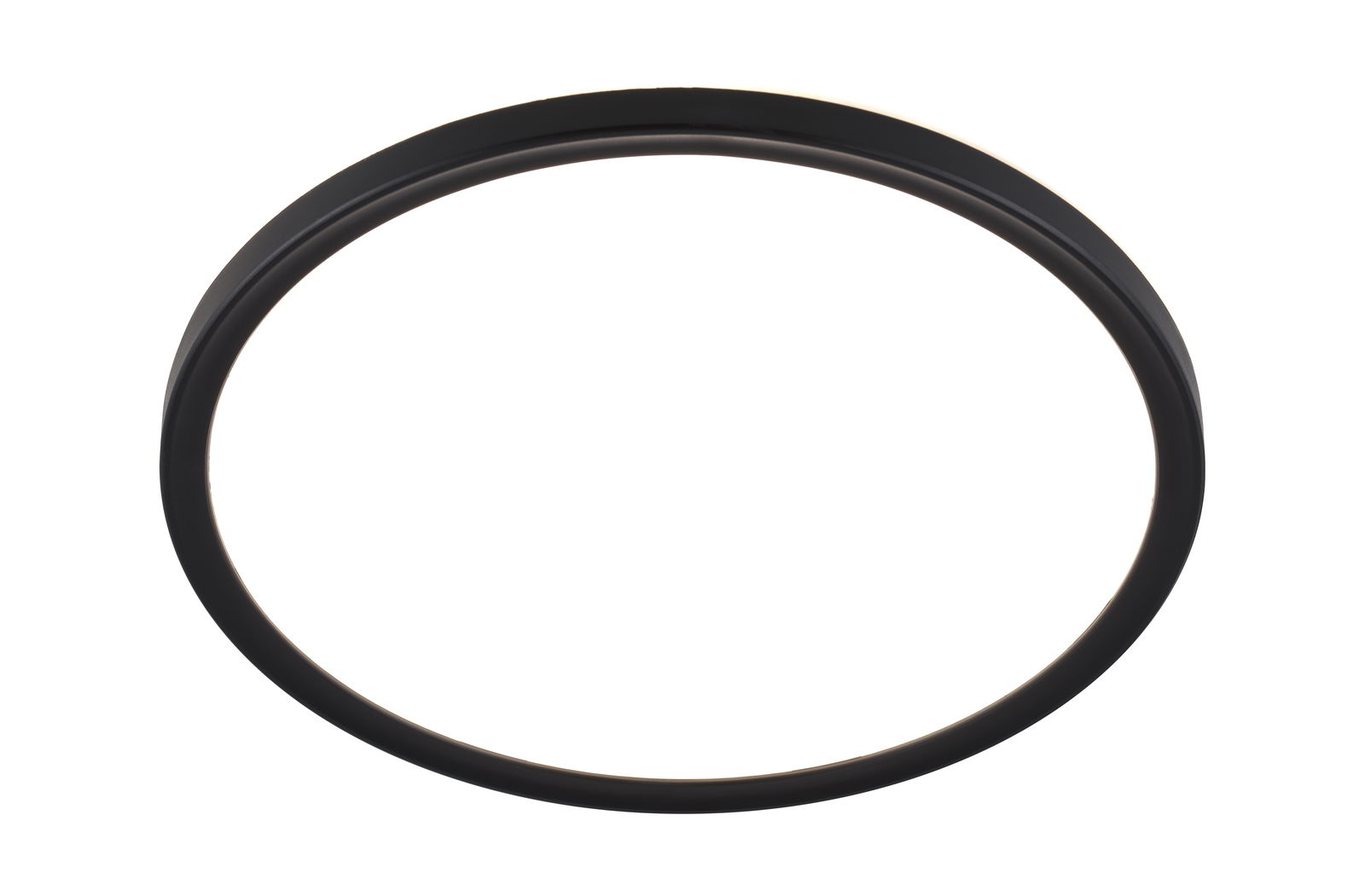 Runde LED-Deckenleuchte in schwarzem Rahmen, Ansicht von unten