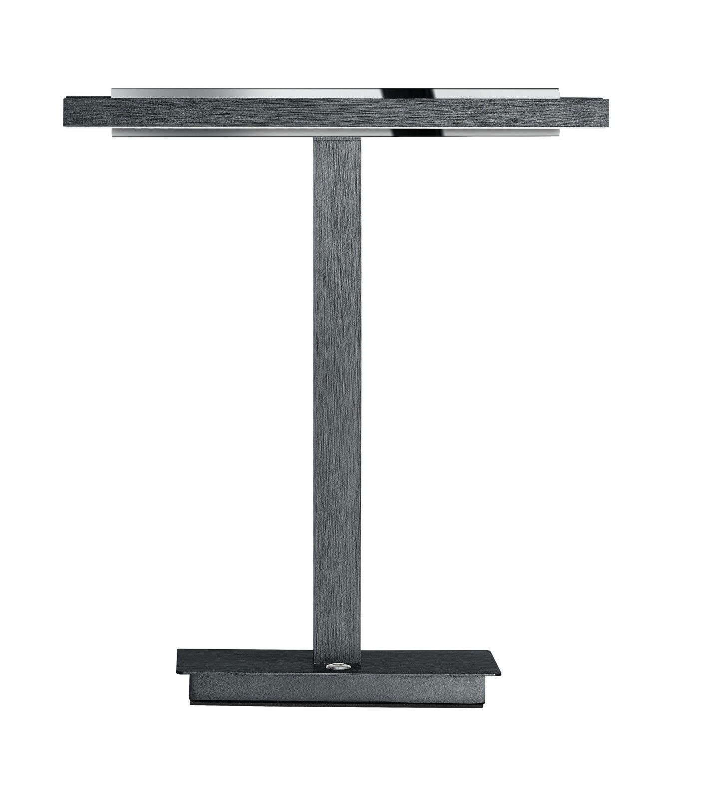 Moderne LED-Tischleuchte BEN in minimalistischer Frontansicht mit rechteckigem Design und dunklem Finish.