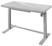 Moderner E-Schreibtisch aus Metall mit glatter Oberfläche, seitliche Perspektive