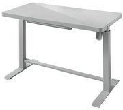 Moderner E-Schreibtisch aus Metall mit glatter Oberfläche, seitliche Perspektive