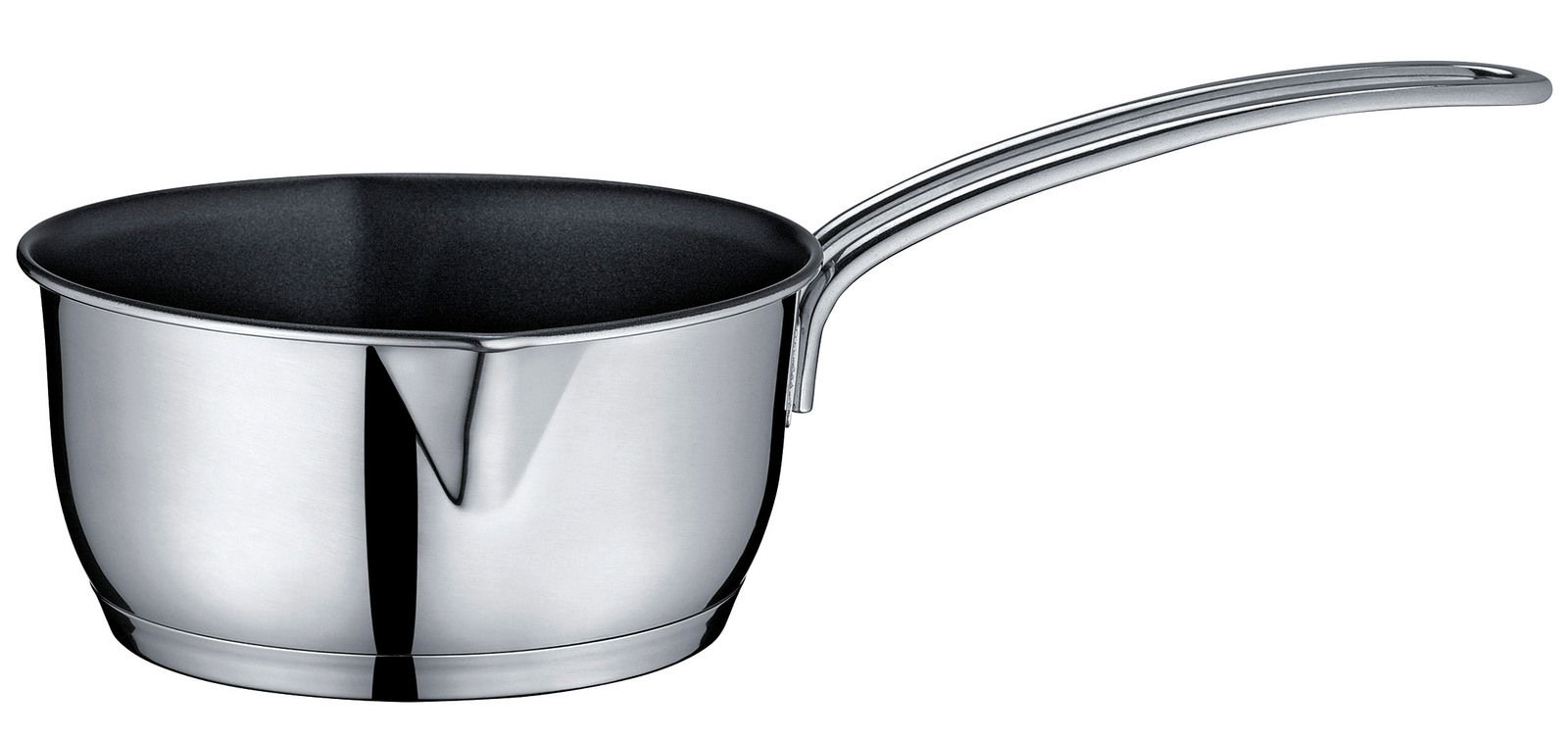 Stieltopf CAPRI antihaft 700ml aus Edelstahl mit Antihaftbeschichtung, seitliche Perspektive