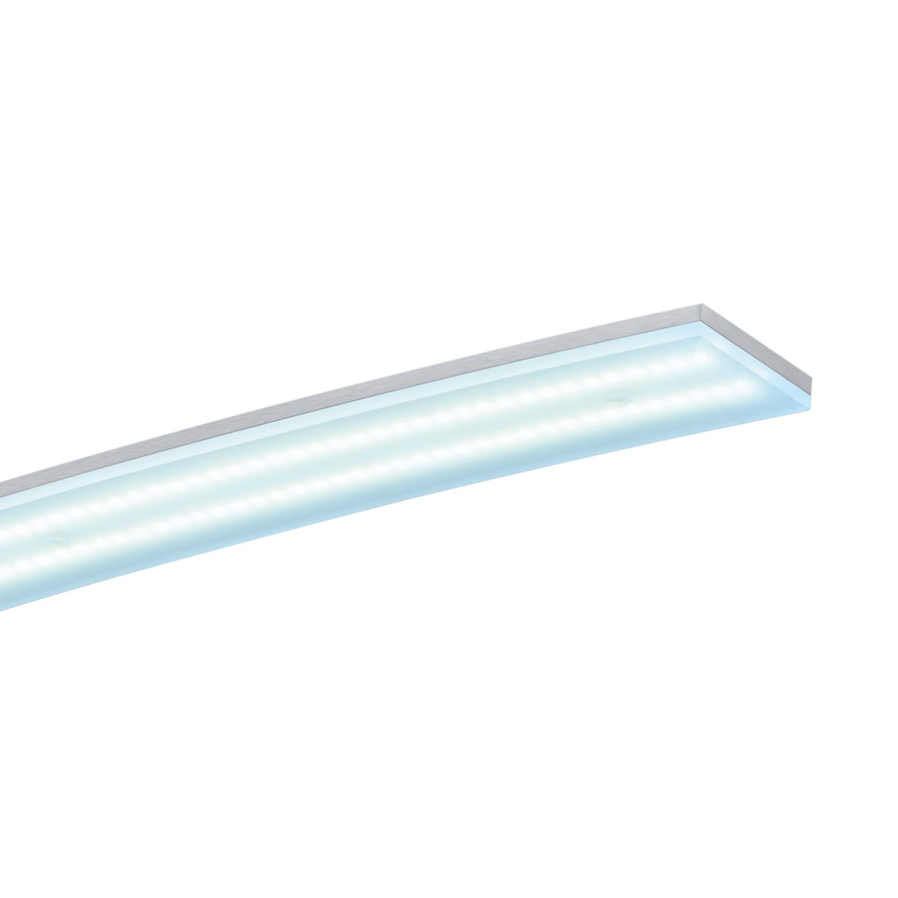 Moderne LED-hanglamp NEW LOIRE in zijaanzicht, met een slank, rechthoekig ontwerp en heldere leds.