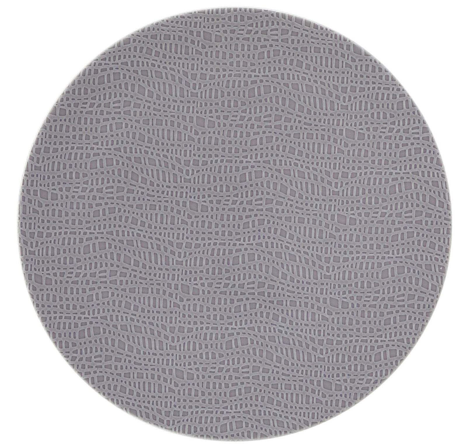 Runder Frühstücksteller mit grauem, wellenförmigem Muster, Draufsicht