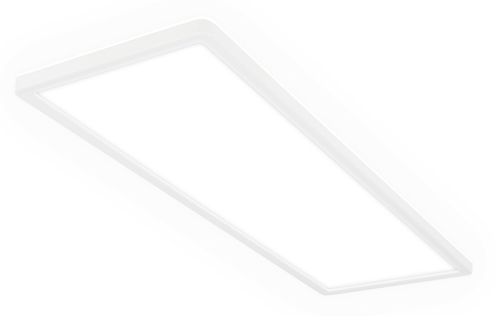 Rechteckiges LED-Paneel in Weiß, schräg von der Seite betrachtet