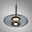 Moderne Pendelleuchte PURE Vitrum mit transparentem Glasschirm und Metallakzenten, seitliche Perspektive