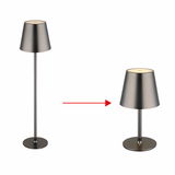 Tischleuchte VANNIE in modernem Design, seitliche Perspektive, zeigt die Umwandlung von Stehleuchte zu Tischleuchte.