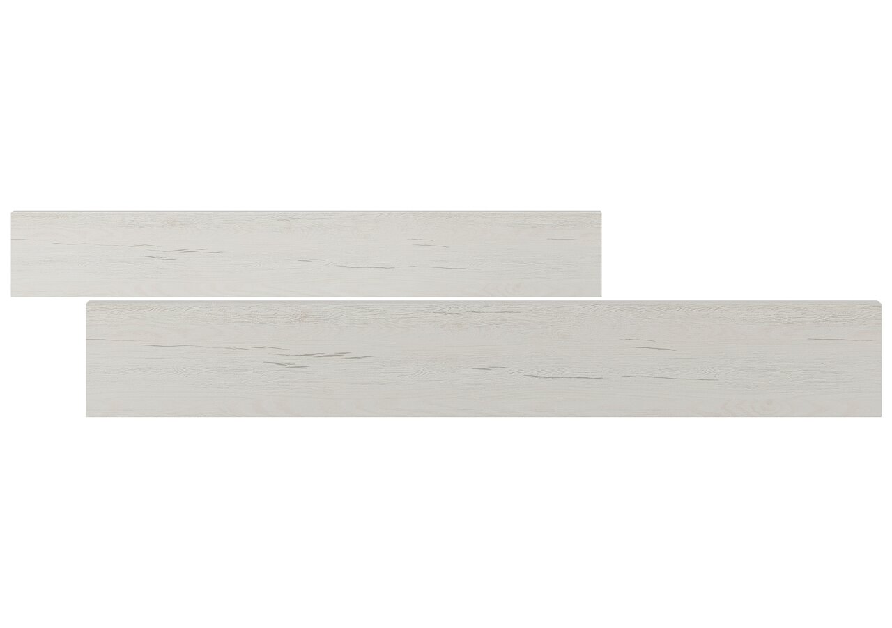 Zwei helle Holzpaneele in einer horizontalen Ansicht, ideal für Umbauseiten.