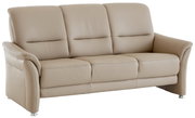 Beiges 3-Sitzer-Sofa aus Leder, seitliche Perspektive