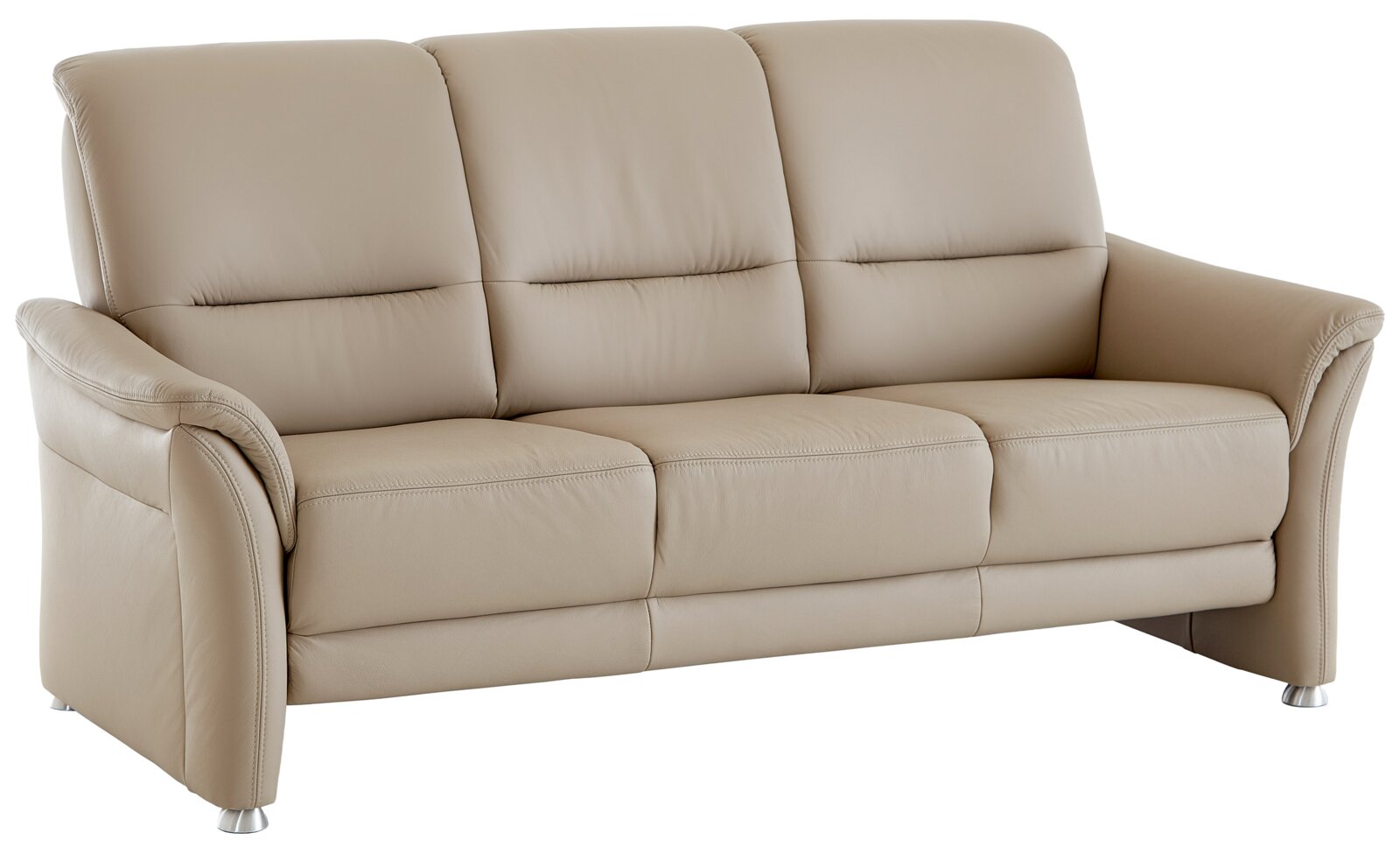 Beldomo Premium Driezitsbank INGOLSTADT L Beige leren driezitsbank, zijaanzicht