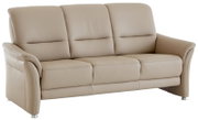 Beige leren driezitsbank, zijaanzicht