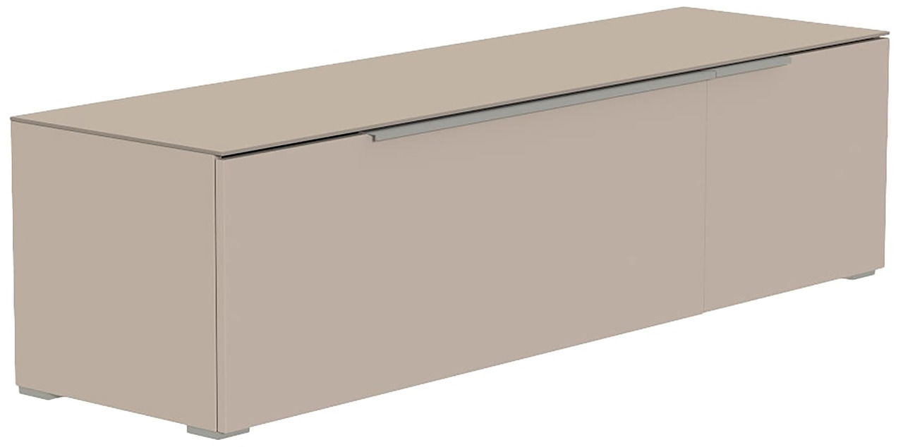TV-Lowboard in Beige aus seitlicher Perspektive