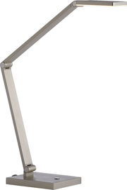 Moderne LED-Tischleuchte aus Metall in seitlicher Perspektive