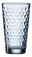 Blaues Longdrinkglas Favo 400ml mit wabenartiger Struktur, seitliche Perspektive