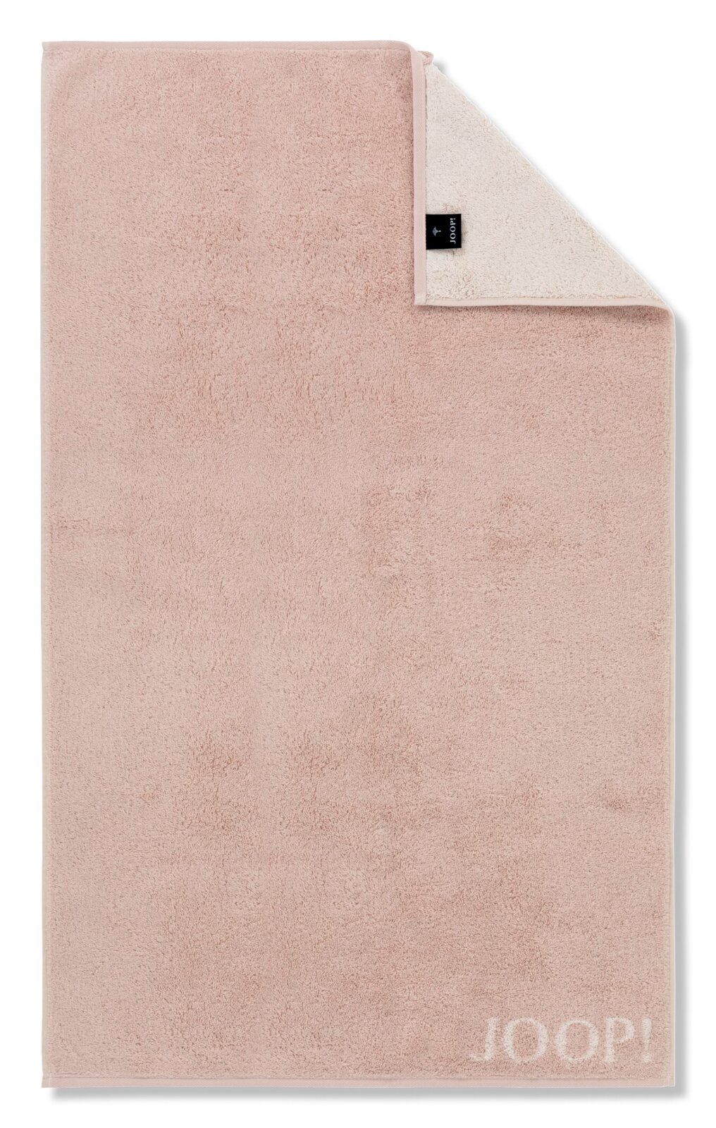 JOOP! Gästetuch DOUBLEFACE Gästetuch in zartem Rosa mit umgeschlagener Ecke, Markenlogo sichtbar, Draufsicht