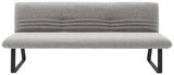 Graue Sitzbank mit modernem Design und Metallbeinen, Vorderansicht
