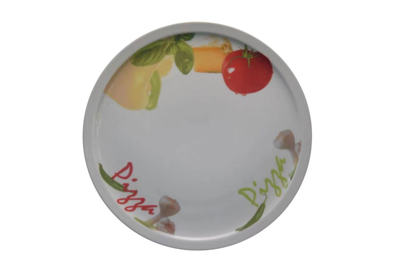 BOXXX Pizzateller Pizzateller mit buntem Gemüse- und Käsemotiv, Draufsicht