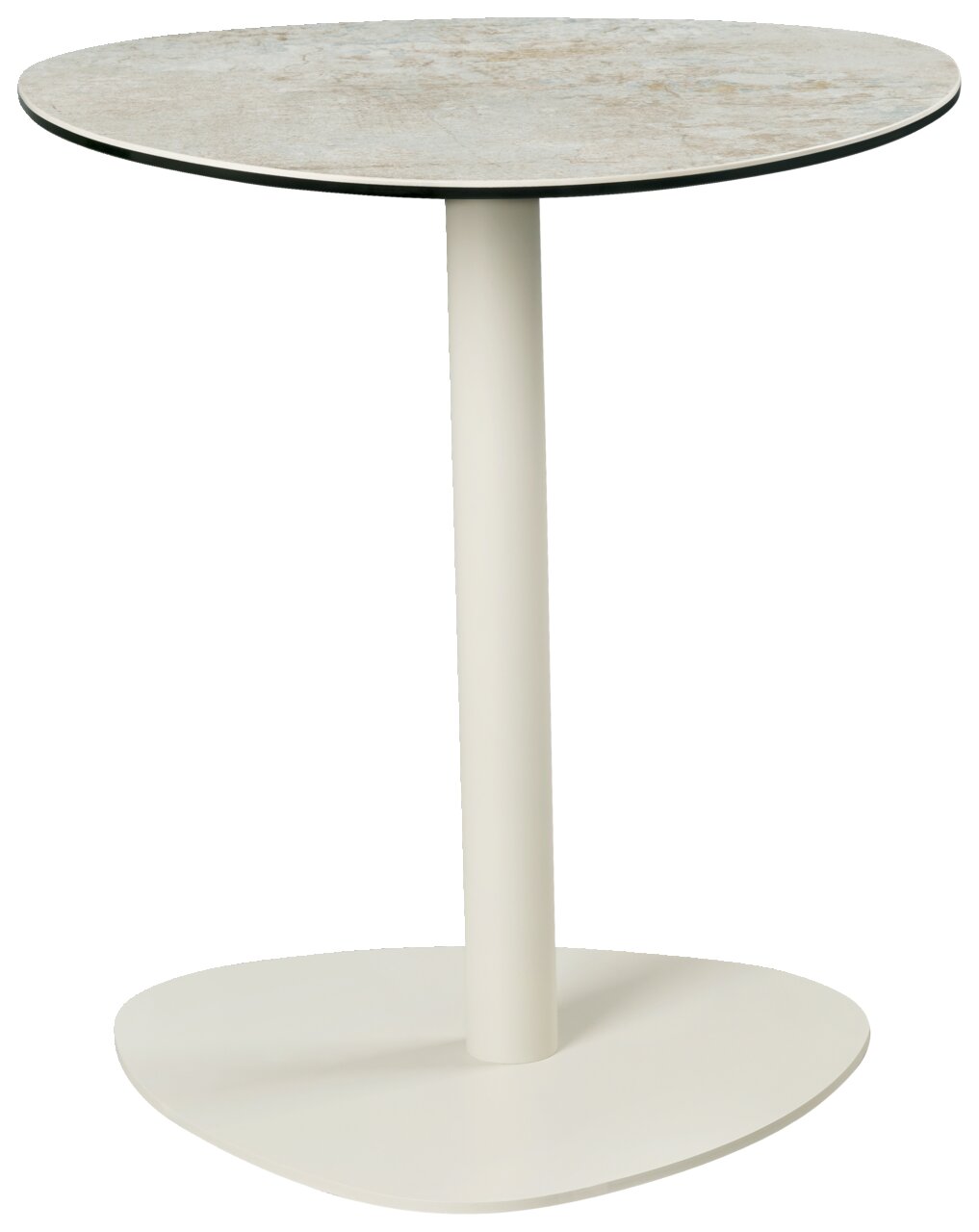 Belluti Beistelltisch BARCELONA Moderner Beistelltisch mit runder Tischplatte und schlankem, weißem Standfuß, seitliche Perspektive