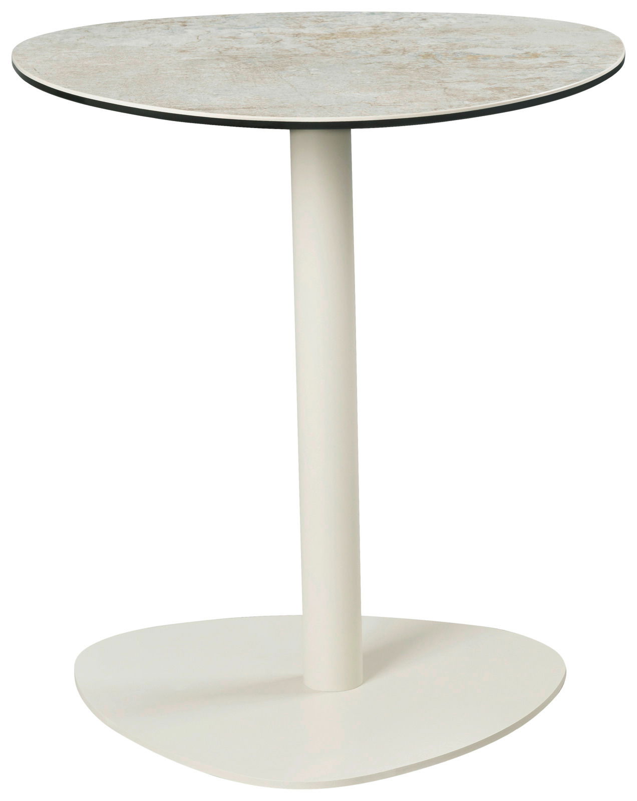 Emilio Belluti Beistelltisch BARCELONA Moderner Beistelltisch mit runder Tischplatte und schlankem, weißem Standfuß, seitliche Perspektive
