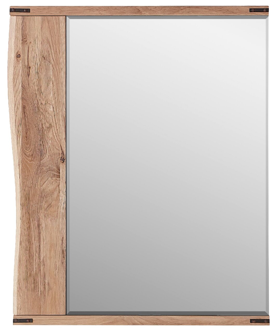 Rechteckiger Spiegel mit Holzrahmen, Frontalansicht