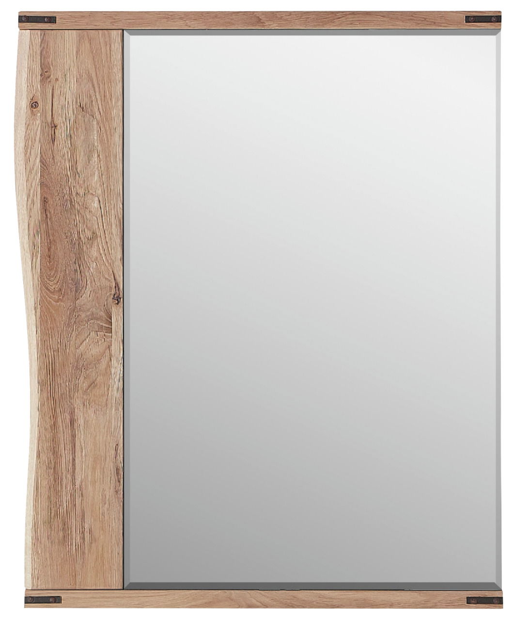 Rechteckiger Spiegel mit Holzrahmen, Frontalansicht